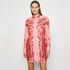 FARM RIO Cutwork Embroidered Western Dress In Light Pink Women's Size Medium